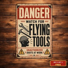 Danger Watch Flying Objects Warning Retro Metal Wall Decor Sign picture