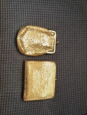 Vintage Whiting and Davis Gold Mesh  Kiss Lock Coin Purse & 1 Matching Bifold picture