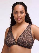 Torrid Unlined Front-Close Mesh Bralette Leopard Print Size 3 3X Plus Size NWT picture