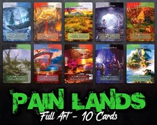 PAIN LANDS - Set of 10 - Full Alternative Art Custom Cards + 2 Bonus Cards picture