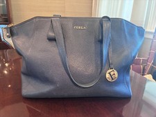 Authentic Furla Pebbled Leather Navy Tote picture