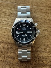 Orient Mako Automatic Diver Watch Black Dial Day/Date 200m SS Bracelet 7in size picture