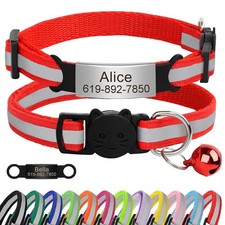 Reflective Customised Cat Collar Adjustable Personalize ID Tag For Pet Cat Puppy picture