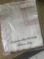 NIP 400tc Embroidered Euro Sham Classic Chain Scallops Made in Italy White/Pink picture