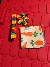 Dogwong Rainbow Heart Collar and Flower with Carrot Bandana Set small picture