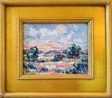KADLIC Original Oil Painting Modern Abstract Landscape Impasto Gold Gilt Frame picture