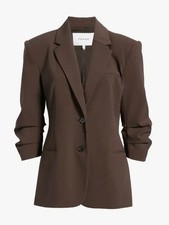 NWT Frame Denim Femme cinched sleeve blazer Espresso Brown 6 picture