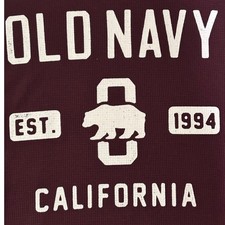 Old Navy Thermal Shirt Mens Large Burgundy California Graphic Flex New w/o tag picture