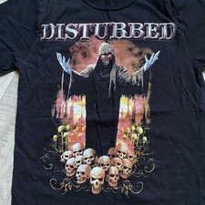 Vintage Disturbed Band Crazy Skull Cotton Black All Size Unisex T Shirt AG483 picture
