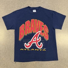 Vintage Atlanta Braves Shirt Mens Large Blue MLB Baseball Tee 100 Cotton 90s picture