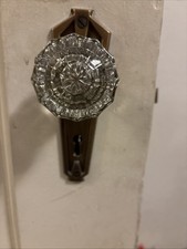 Antique 12 Point Fluted Crystal Glass Door Knobs Pair With Brass Spindle 20s-30s picture