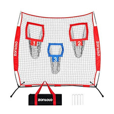 Zonlolo 6x6ft Football Training Net, Throwing Net with 3 Middle, Red picture