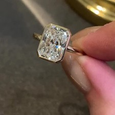 IGI 4 Ct Radiant F/VS1 Lab Grown Diamond Women Gift Wedding Ring 14K Yellow Gold picture