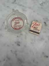 Vintage Zim's Broiled Hamburgers Glass 3 Lobe Ashtray & Full Unstruck Matchbook picture