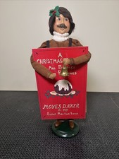 1994 Byers Choice Caroler Moyes Baker Plum Pudding Sign Man with Bell, Mint, New picture