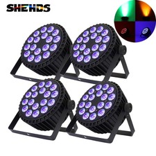 SHEHDS 4Pcs LED Flat Par 18X18W Aluminum Alloy RGBWAUV Par Stage Lights DJ Disco picture