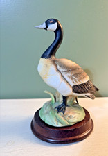 Vintage Porcelain Canada Goose Figurine Wood Base 7