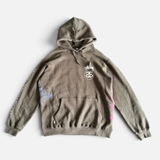 STÜSSY AU Test Strike Pigment Dyed Heavyweight Hoodie Charcoal Size: M Authentic picture