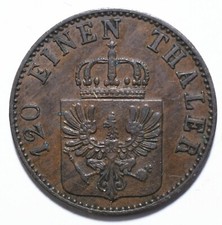 1853 A, Prussia, 3 Pfenninge, Friedrich Wilhelm IV, Copper, EF, Lot [307] picture