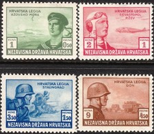 Stamp Croatia Sc B33-6 1943 WWII Russia Legion Panzer Soldier War Military MNH picture