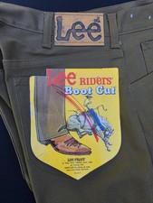 Vintage-70's Deadstock Lee Riders Boot Cut Olive Drab/Brown 30x36 Tall NWT Prest picture