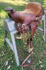 Western Saddle Leather Horse Rider Used Country Cowboy Farm Prop *In Kansas City picture