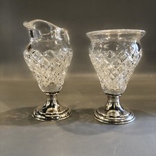 Antique Hawkes Cut Glass & Sterling Silver Hallmarked Cream and Sugar  picture