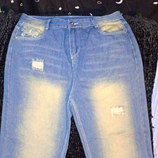 Y2K Vintage True Religion Men’s Blue Distressed Wide-Leg Denim Jeans 34x32 picture