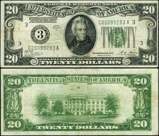 FR. 2051 C $20 1928-A Federal Reserve Note Philadelphia C-A Block VF picture