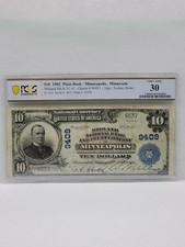 1902 $10 PLAIN BACK MINNEAPOLIS MINNEAPOLIS CHARTER# 9409 PCGS 30 VERY FINE  picture
