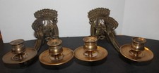 Pair Victorian Brass/Bronze Swing Arm Floral Piano Sconces Late 19th Century picture