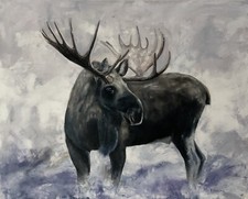 Original moose Oil Painting wildlife picture