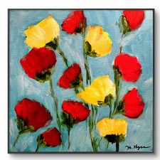 Mary Myers Original Scattered Flowers 10x10 Acrylic Signed Expressionist picture