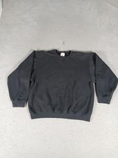 Vintage Wilson Sweatshirt Men's XL Black Fleece Lined Classic Boxy Fit Crew Neck picture
