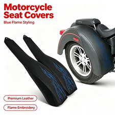 PU Leather Flame Rear Trike Fender Bra For Harley Tri Glide Ultra Classic Blue picture