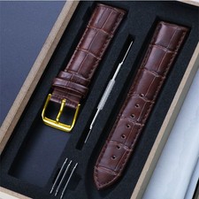 Boxed Quality Genuine Leather Watch Band Crocodile Grain Pin Buckle Strap10-24mm picture