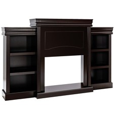 Costway 70 Inches Freestanding Mantel Stand Fireplace Cabinet Brown picture