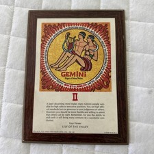Vintage Gemini Wall Art Retro 70s MCM Laminated Zodiac Sign of the Twins picture