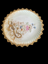 LIMOGES FRANCE Elite / Ahrenfeldt Plate —Pierced Rim, Swirled, Gilt & Hand-Paint picture