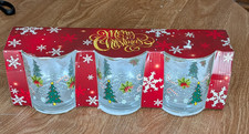 Vintage Christmas Tree and Candy Cane  Rocks Glasses Retired Set of 3 New picture