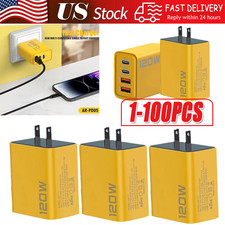 120W 4-Port USB C Fast Wall Charger Block All Cell Phone 16 15 13 11 X iPad lot picture