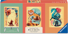 Ravensburger Cat Warrior, Red Panda & Dragon 100 Piece Mini Puzzle New Toy Gift picture