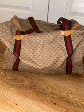 Vintage 1980s Gucci Micro GG Supreme Monogram Web Duffle Travel Bag picture