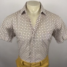 Vtg 60s 70s Jonathan Hill Shirt Mens MCM Mod Rockabilly Disco Geometric Large picture