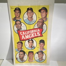 VINTAGE 1969 TOPPS POSTER OF CALIFORNIA ANGELS, GREAT SHAPE , Rare picture