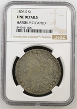 1896s morgan dollar fine details harshly cleaned picture