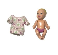 2002 Mattel Happy Family Barbie Midge's Baby Girl Newborn Doll Pink Diaper Gown picture