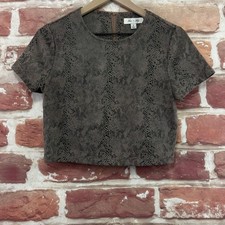 Anthropologie She + Sky Crop Top Womens Small Snakeskin Faux Leather Shirt picture