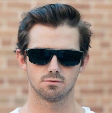 ShadyVEU Flat Top Biker Super Dark Lens Slim Narrow Rectangular Eazy E Sunglasse picture
