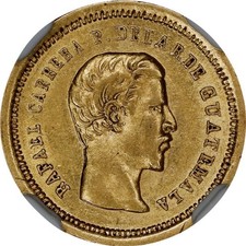 GOLD Guatemala 1860 AD 4 Reales G4R STUNNING Authentic Republic Coin, NGC MS UNC picture